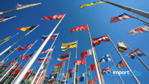 Flags representing countries all over the world